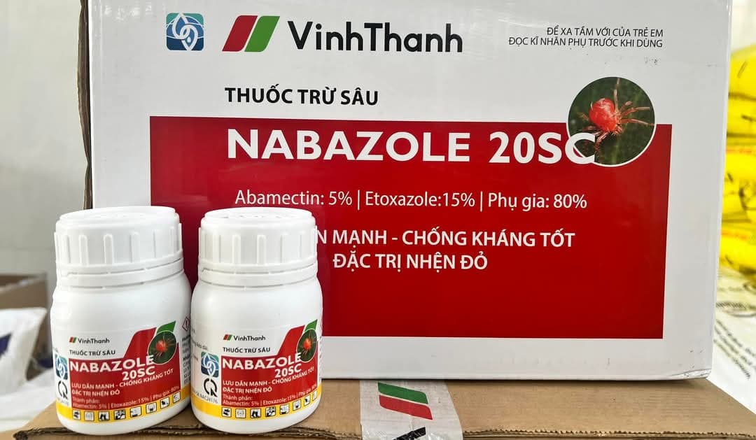 Nabazole 20SC Vĩnh Thạnh – Công nghệ kết hợp Etoxazole 15% và Abamectin 5% diệt sạch nhện đỏ hiệu quả và bền vững